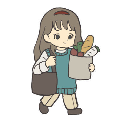 買い物帰りの女の子