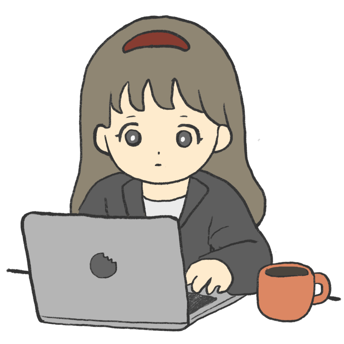 スーツ姿でパソコン仕事をする女の子