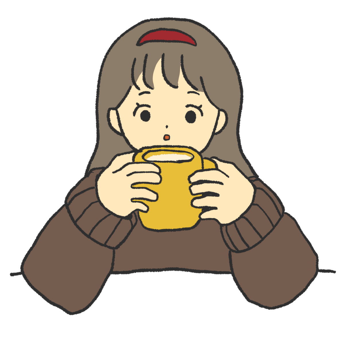飲み物をフーフーする女の子